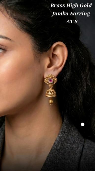Brass high gold jumka earring AT 8 Wholesale fashion jewelry distributors in Pune